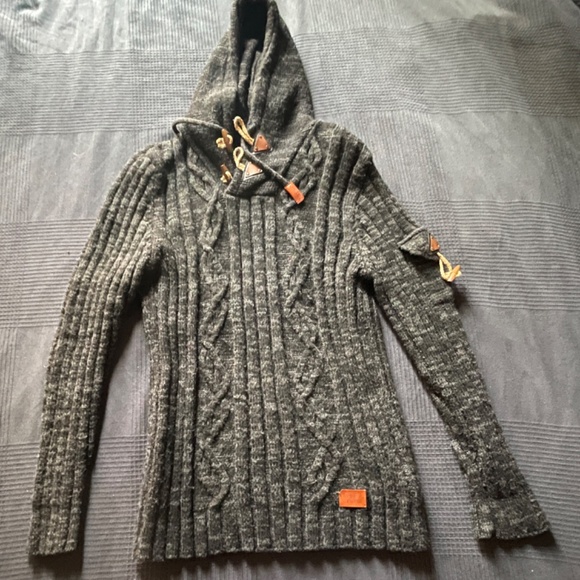 Beautiful grey Leif Nelson Hoody Sweater MEN size L - Picture 3 of 11